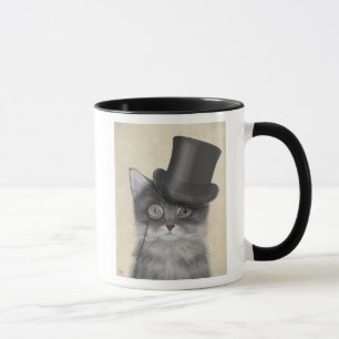 Caneca Gato de cinza com Chapéu Superior