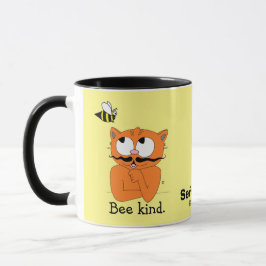 Caneca Gato de desenho animado inspirador seja gentil (Be