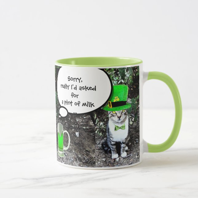 Caneca GATO DE Dia de São Patrício COM CERVEJA VERDE IRLA (Direita)