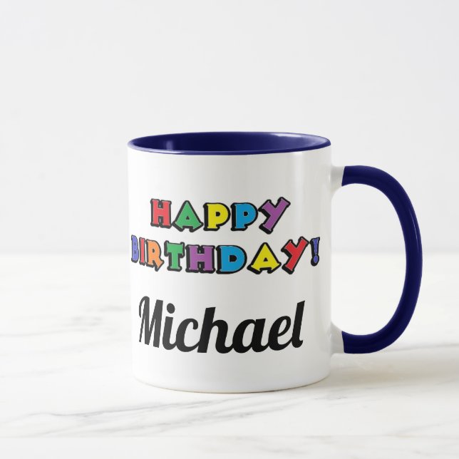 Caneca Gato de Dizer Engraçado Azul Aniversário Personali (Direita)