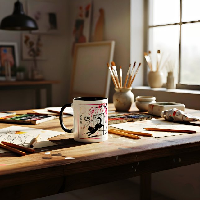 Caneca Gato de Futebol Divertido - para Fãs de Futebol e  (Criador carregado)