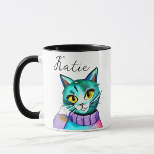Caneca Gato de Gatinho Azul e Gatinho Personalizado