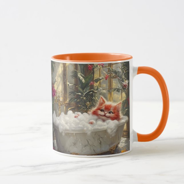 Caneca Gato De Gato De Gato Bastante, Relaxando Na Banhei (Direita)