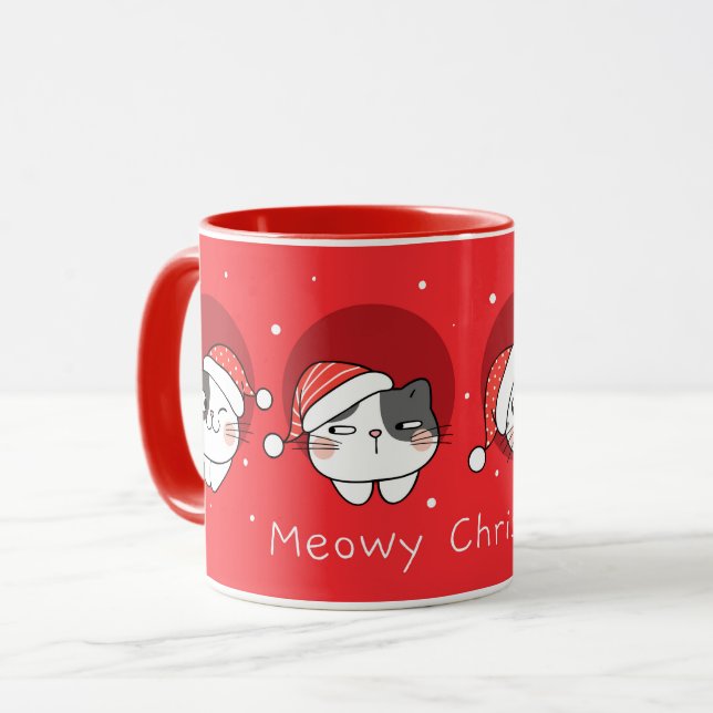 Caneca Gato de Natal bonito (Frente Esquerda)