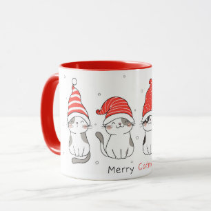Caneca Gato de Natal bonito