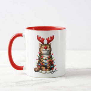 Caneca Gato de Natal Bonito e Engraçado Personalizado