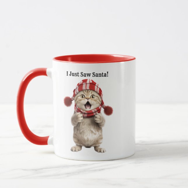Caneca Gato de Natal Engraçado Personalizado (Esquerda)