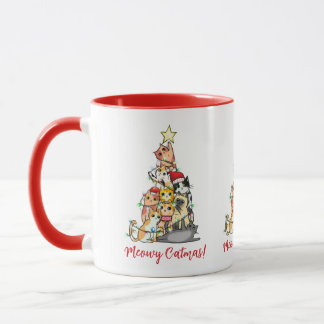 Caneca Gato de Natal Meowy Fofo Árvore de Natal