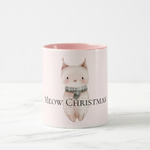Caneca Gato de Natal Rosa
