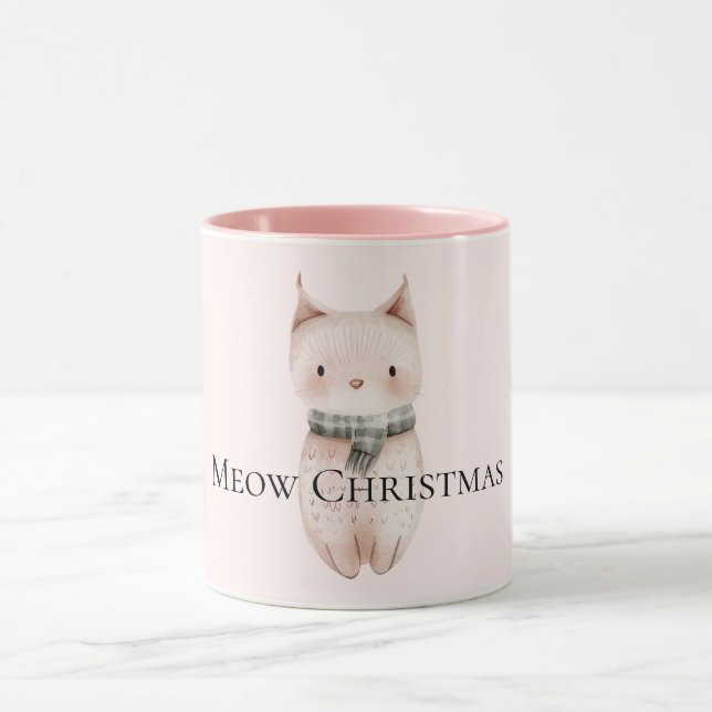Caneca Gato de Natal Rosa (Centro)