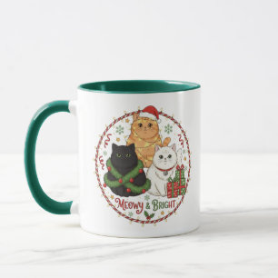 Caneca Gato de Natal - Xícara de Café das Festas d