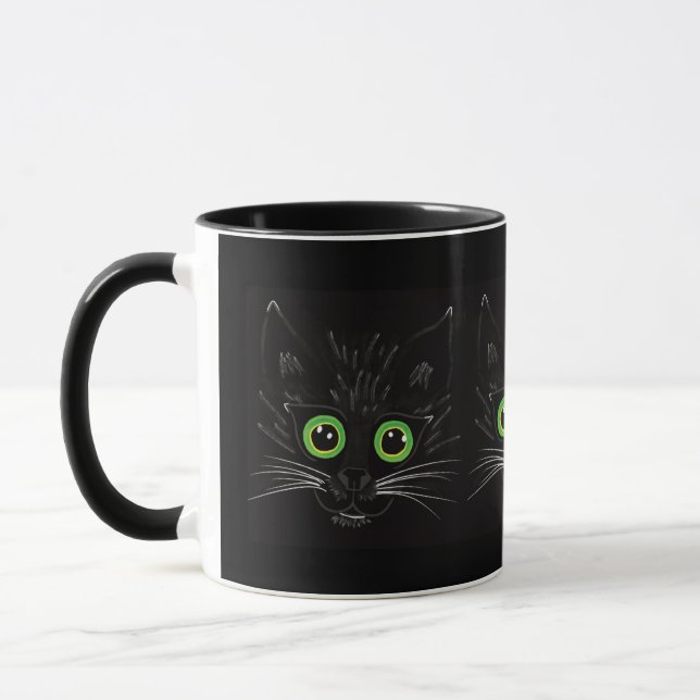 Caneca Gato De Olhos Verdes Sorridentes (Esquerda)