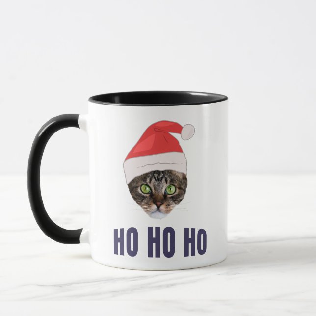 Caneca Gato de papais noeis com chapéu de Papai Noel, Ho  (Esquerda)