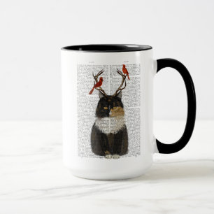 Caneca Gato de Tortoisinferno com Amarradores e Pássaros