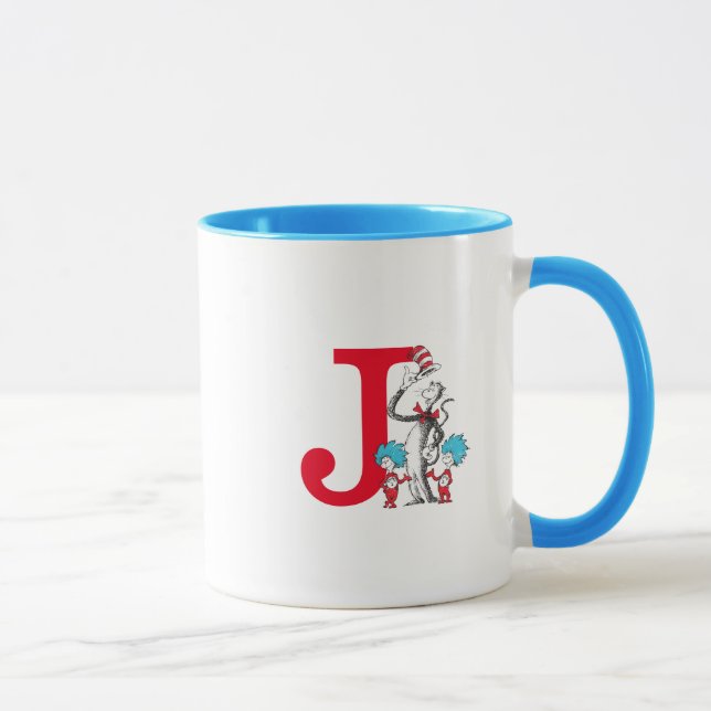 Caneca Gato do Dr. Seuss, Coisa Um Monograma J (Direita)