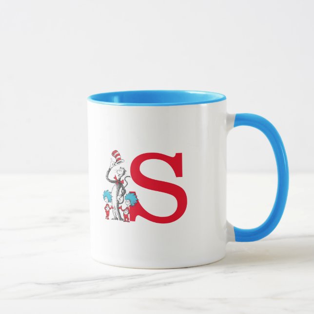 Caneca Gato do Dr. Seuss, Coisa Um Monograma S (Direita)