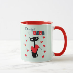 Caneca Gato do Meio século Retro do dia de os namorados