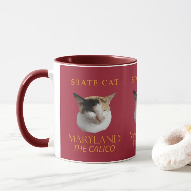 Caneca Gato do Território de Maryland O Calico (Com Donut)