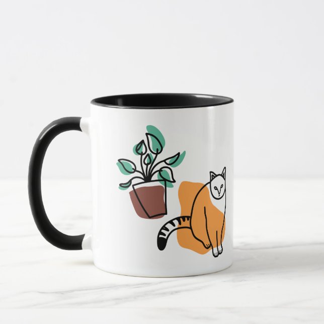 Caneca Gato e planta (Esquerda)