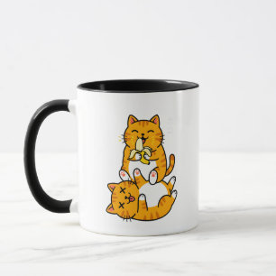Caneca Gato Engraçado Comendo Banana Neko Desenho Animado