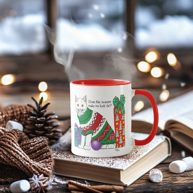 Caneca Gato Engraçado de Natal Feio (Criador carregado)