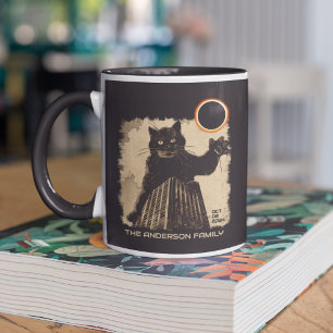 Caneca Gato engraçado do eclipse solar anelar Outubro 2 2