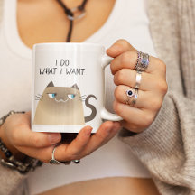 Caneca Gato Engraçado Eu Faço O Que Eu Quero Siamê