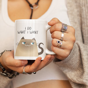 Caneca Gato Engraçado Eu Faço O Que Eu Quero Siamê