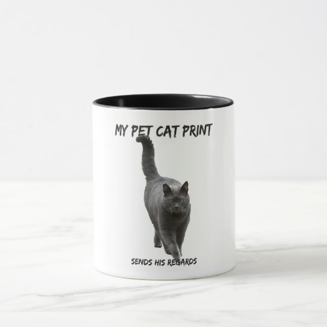 Caneca Gato engraçado impressão branco meu gato manda lem (Centro)