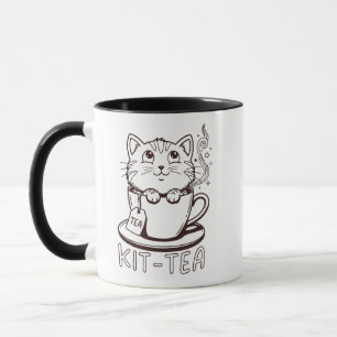 Caneca Gato Engraçado, Presente Humor Pun Kit-tea 