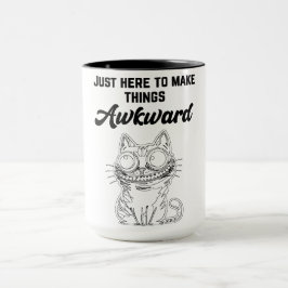 Caneca Gato Engraçado - Só aqui para fazer as coisas desc