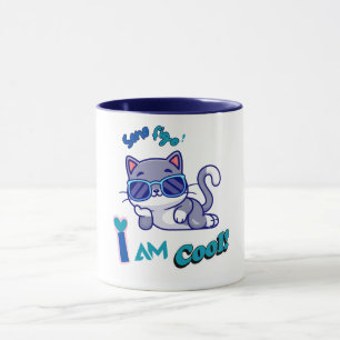 Caneca Gato engraçado Vestindo óculos de sol Eu estou Leg