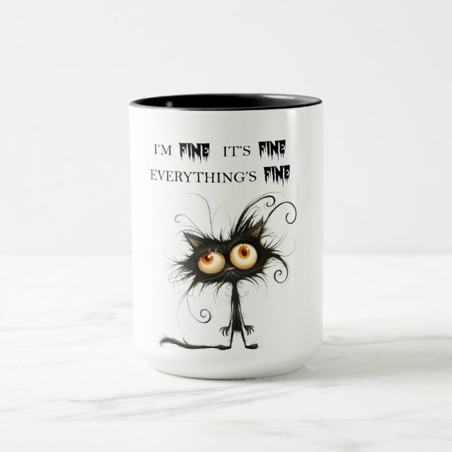 Caneca Gato Estressado Estou Bem Tudo Bem (Centro)