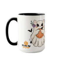 Gato Fantasma Bonito com Pumpkin | Spooky Hallowee