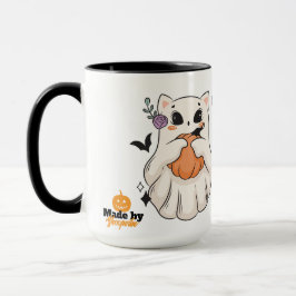 Caneca Gato Fantasma Bonito com Pumpkin | Spooky Hallowee