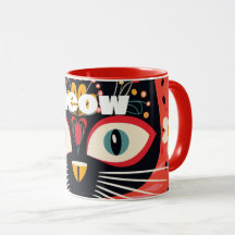 Gato Floral de Meio século Retro Meow-tastic Boho