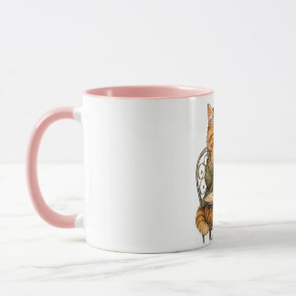 Caneca Gato Fofinho e Felpudo Bebendo Café Aquarela Vinta