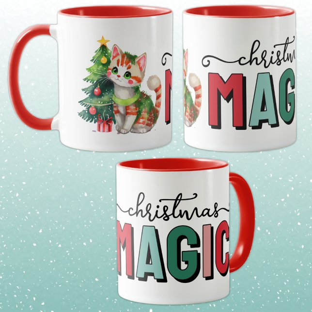 Caneca Gato fofo magia de Natal (Criador carregado)