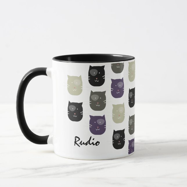 Caneca Gato Gato Gato Gato Gato Gato Rosto Pet Nome Foto  (Esquerda)