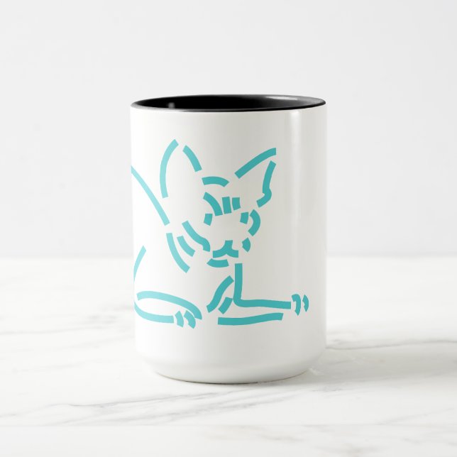 Caneca Gato Geométrico Abstrato | Construção de Linha Sim (Centro)