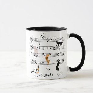 Caneca Gato Jogando Música De Nota, Presente De Gato Mal