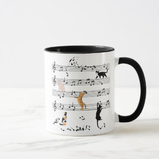 Caneca Gato Jogando Música De Nota, Presente De Gato Malv