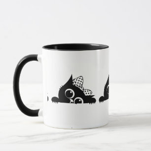 Caneca Gato Legal Gatinho Preto Fofo Laço de Bolinhas Gat