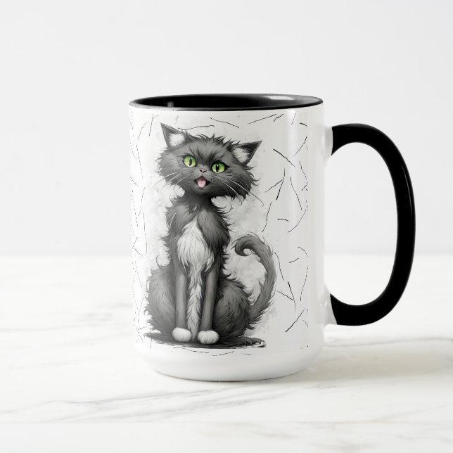 Caneca Gato Louco Com Cabelos De Gato (Direita)