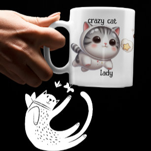 Caneca Gato Louco, Gato Gato, Gato do Espaço em Foguete