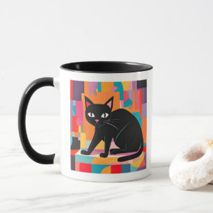 Caneca Gato Lover, Felino Geométrico Colorido