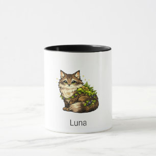 Caneca Gato Maine Coon Fofo Nome Personalizado Duas-Tons