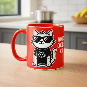 Caneca Gato mais legal do mundo com óculos escuros