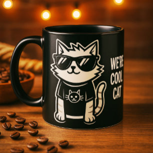 Caneca Gato mais legal do mundo com óculos escuros pretos