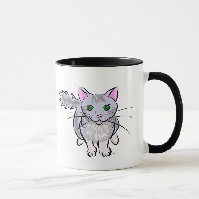 Caneca Gato malhado cinzento (Direita)